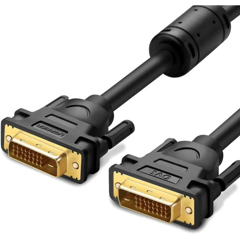 Кабель UGREEN DV101 DVI (24+1) Male to Male Cable Gold Plated 1.5m (Black)(UGR-11606) (UGR-11606)