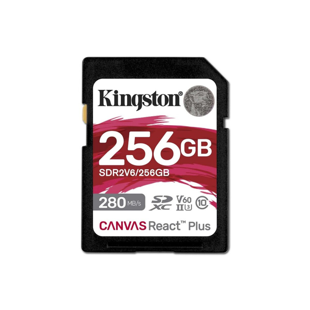 SDXC (UHS-II U3) Kingston Canvas React Plus 256Gb класс 10 V60 (R280MB/s, W150MB/s) (SDR2V6/256GB)