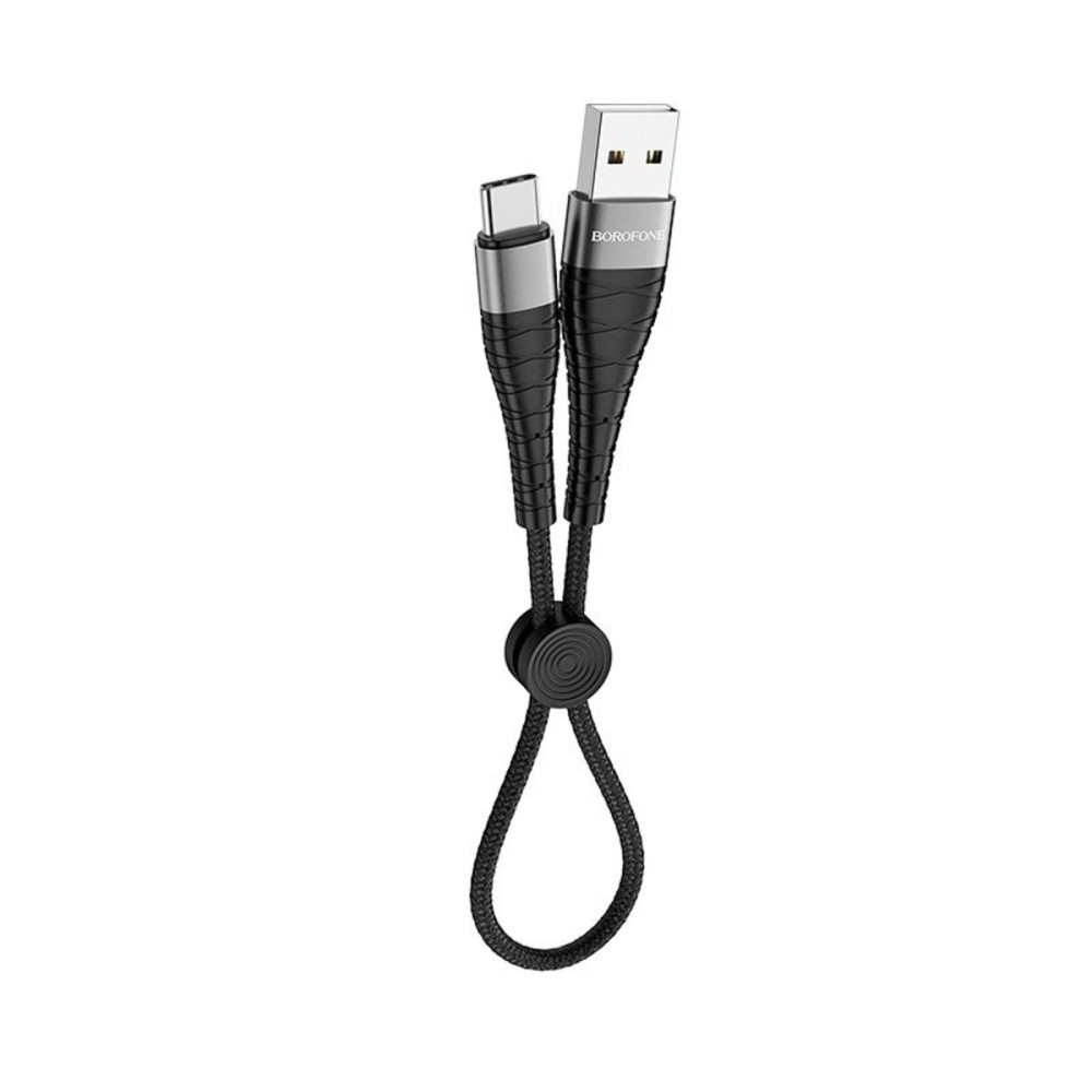 Кабель BOROFONE BX32 USB to Type-C 2.4A, 0.25m, нейлон, алюминиевые + TPE разъемы, черный (BX32CB0.25)