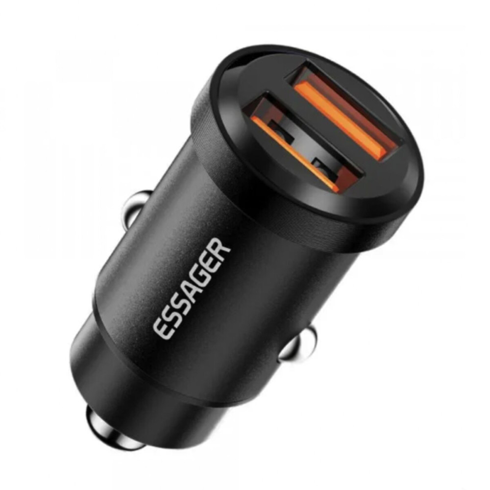 Автомобильное зарядное устройство ESSAGER Gyroscope Mini Charger USB-A + USB-A 30W Black (ECC2A-TL01)