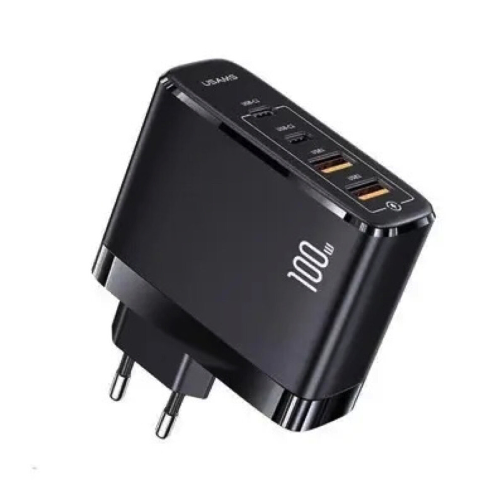 Сетевое зарядное устройство USAMS-UC Fast Charger Kit --UC Series (T44 100W 4 Ports GaN Fast Charger (EU)+ SJ524 U71 C To C 100W PD Cable 1.2m) (UCTZ01)