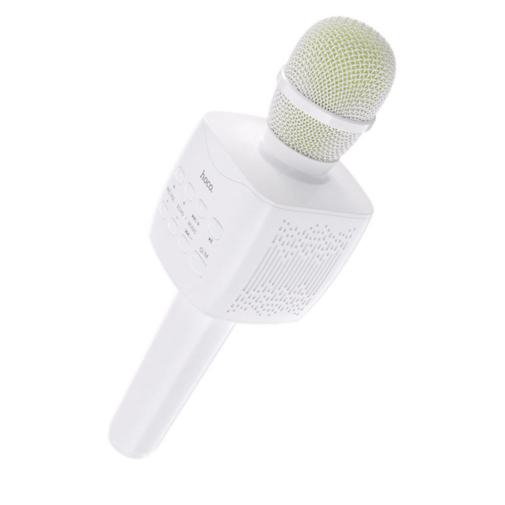 Портативная колонка HOCO BK5 Cantando karaoke microphone White (6931474742292)