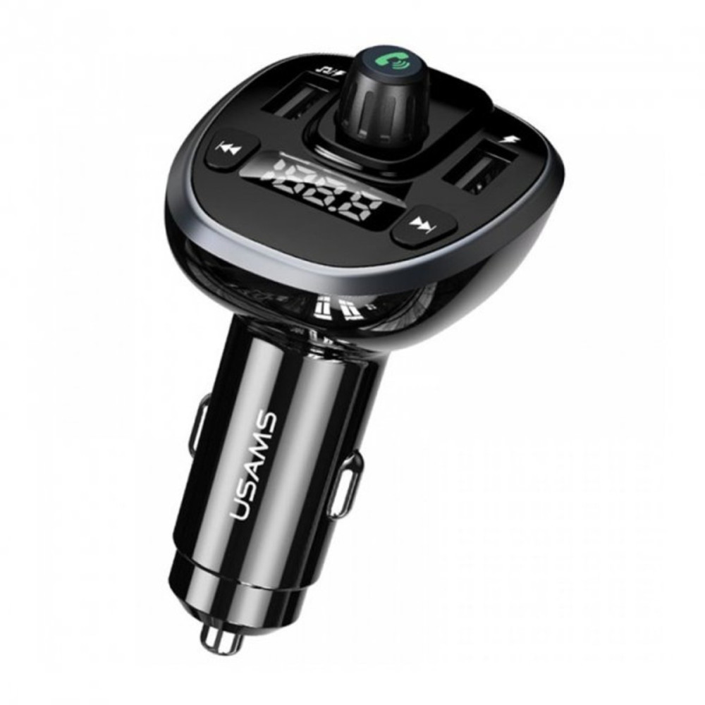 АЗП с FM-модулем Usams US-CC115 C21 Dual USB 3.4A Digital Display Wireless FM Car Charger Black (CC115GC01)