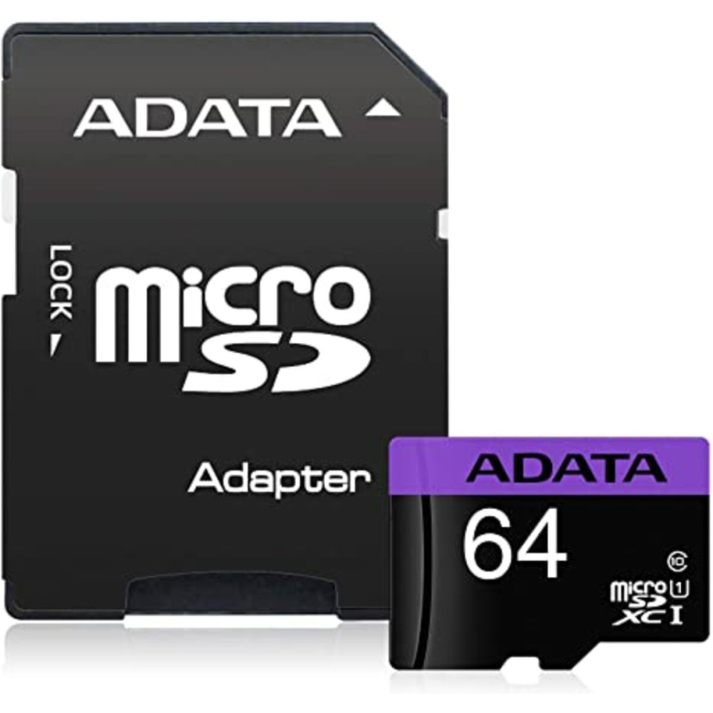 microSDXC (UHS-1) A-DATA Premier 64Gb Class 10 (R-100Mb/s) (адаптер SD) (AUSDX64GUICL10-RA1)