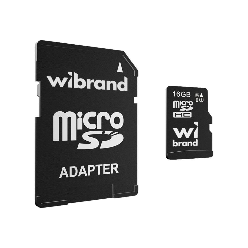 microSDHC (UHS-1) Wibrand 16Gb класс 10 (адаптер SD) (WICDHU1/16GB-A)