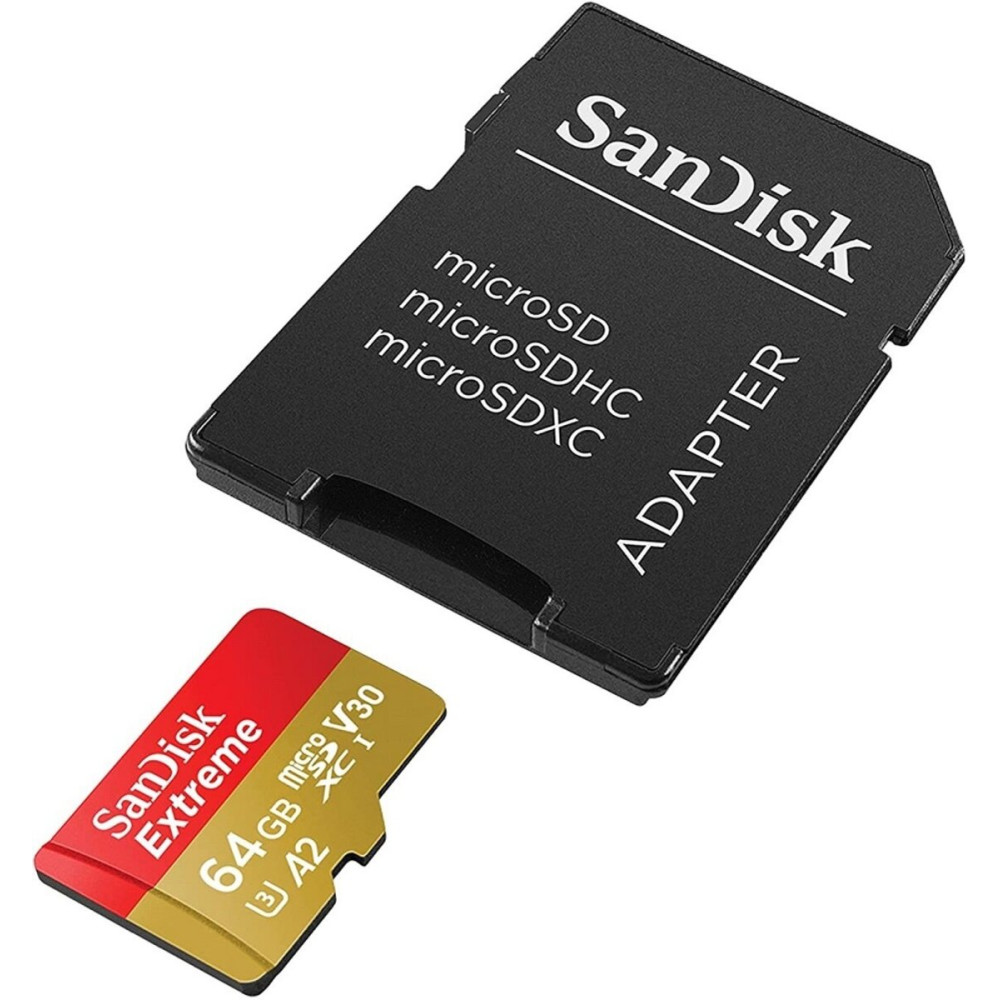 microSDXC (UHS-1 U3) SanDisk Extreme A2 64Gb класс 10 V30 (R170MB/s,W80MB/s) (адаптер SD) (SDSQXAH-064G-GN6MA)