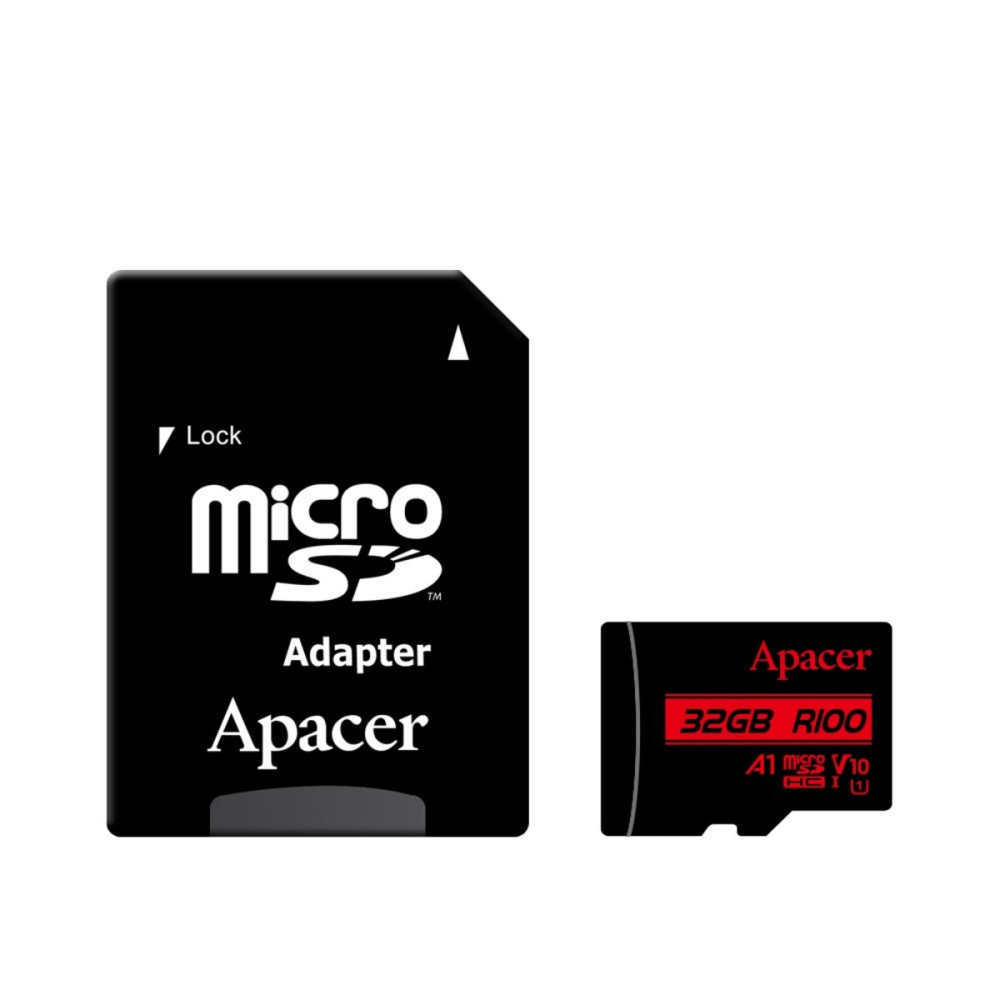 microSDHC (UHS-1) Apacer 32Gb класс 10 V10 A1 R100MB/s (адаптер SD) (AP32GMCSH10UB-R)