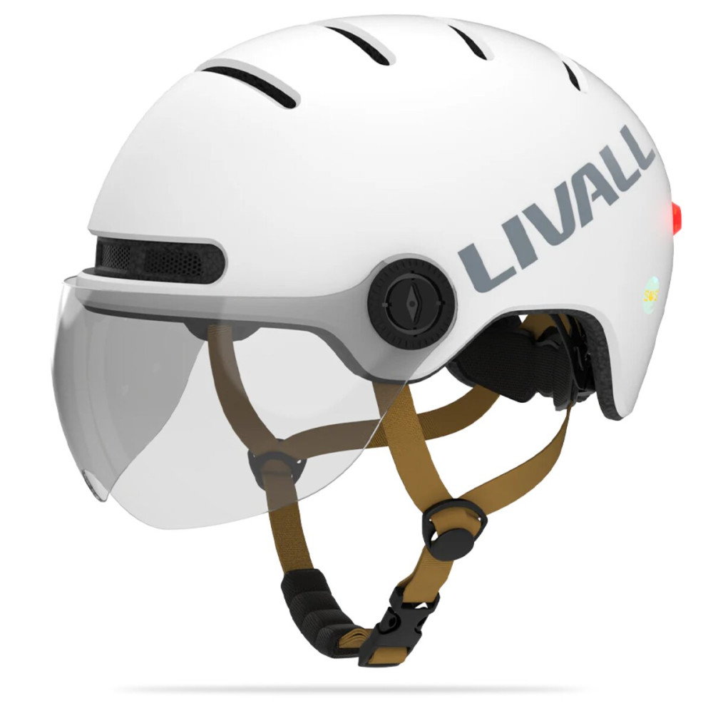 Защитный шлем Livall L23 (M) Ivory White (54-58см), сигнал поворотов и стопов, приложение, съемный визор (пульт BR80 в комплекте не идет) (LIV-000L23-4210)