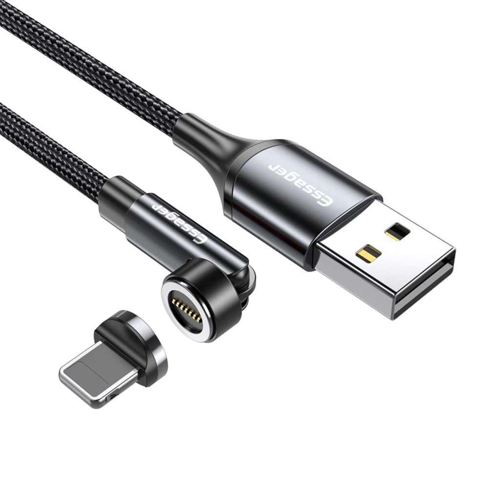 Кабель Essager Universal 540 Ratate 3A Magnetic USB Charging Cable Lightning 2м серый (EXCCXL-WXA0G) (EXCCXL-WXA0G)