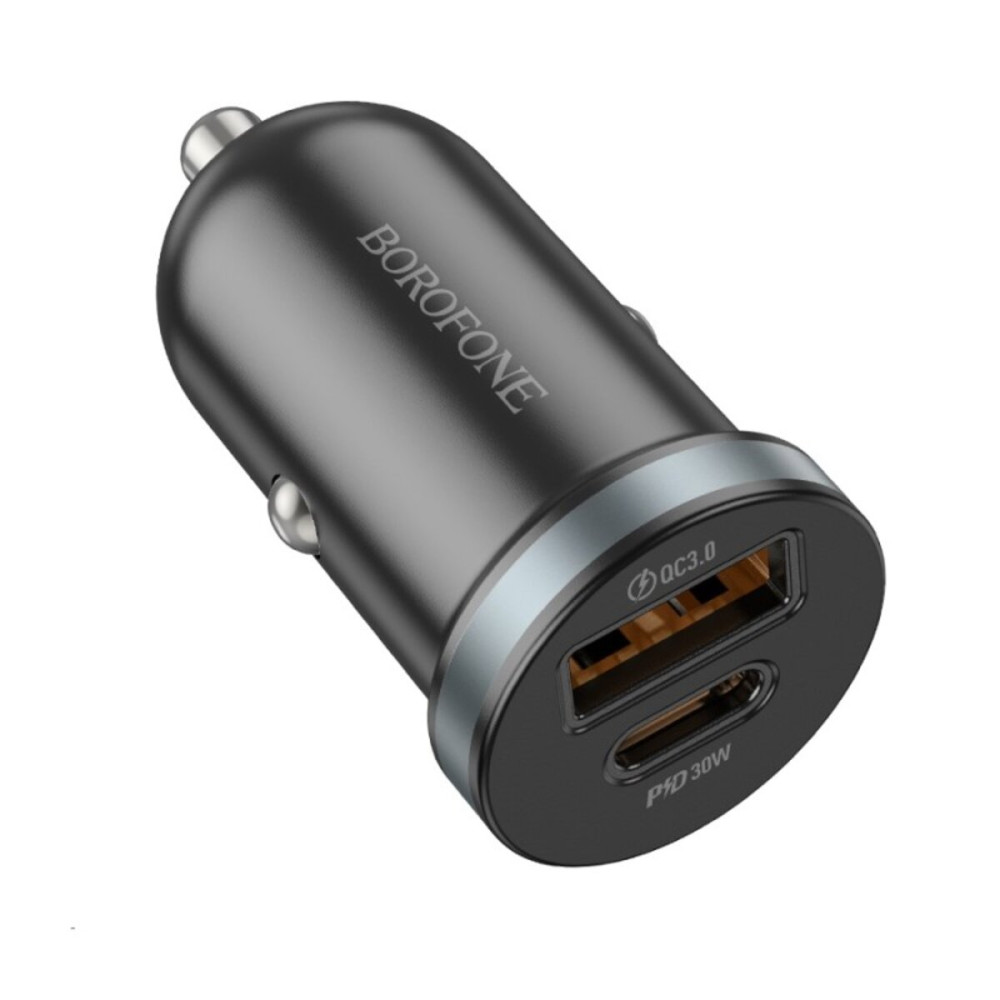 Автомобильное зарядное устройство BOROFONE BZ22 Scenery dual port PD30W+QC3.0 car charger Black (6941991105180)