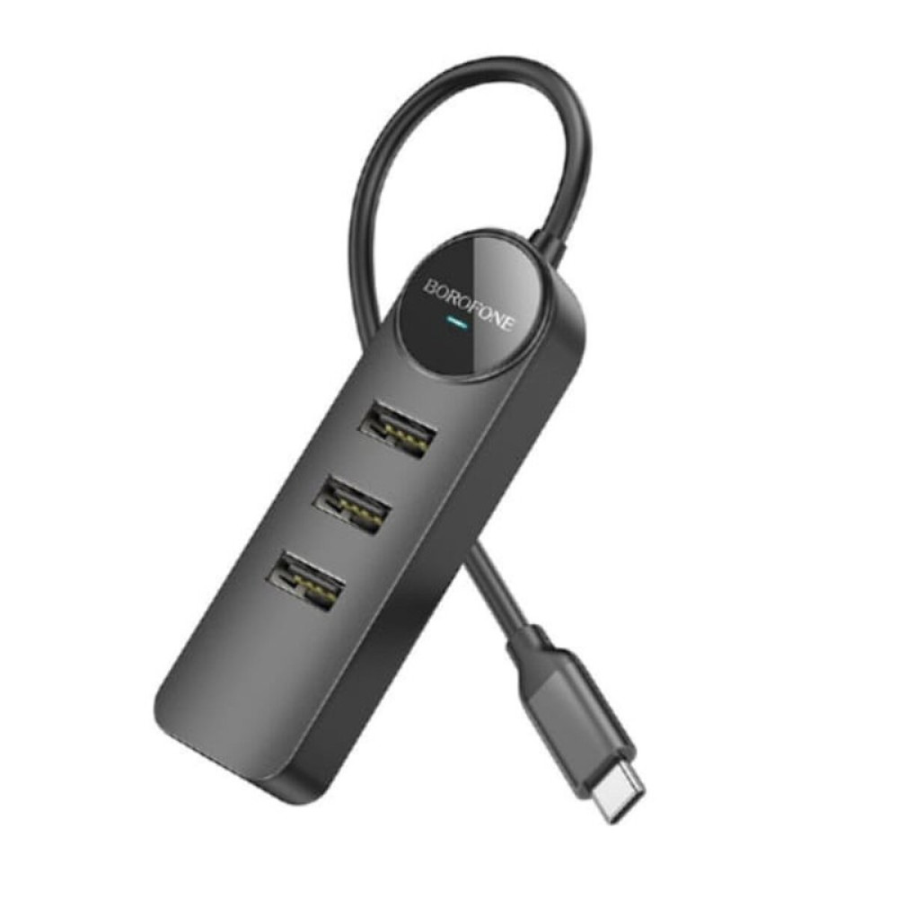 Адаптер Borofone DH6 Erudite 4-в-1 100 Мбит/с Ethernet Adapter(Type-C to USB2.0*3+RJ45)(L=0.2M) Черный (6941991104282)