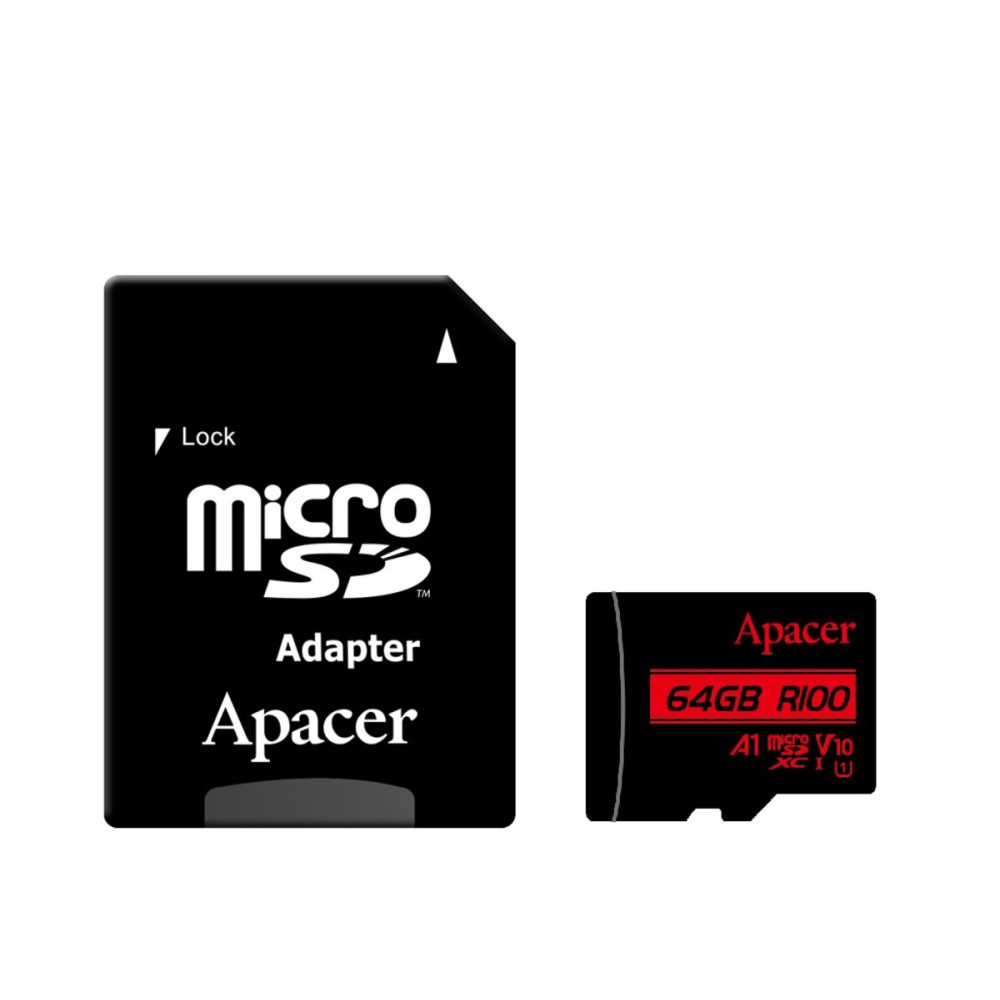 microSDXC (UHS-1) Apacer 64Gb класс 10 V10 A1 R100MB/s (адаптер SD) (AP64GMCSX10UB-R)