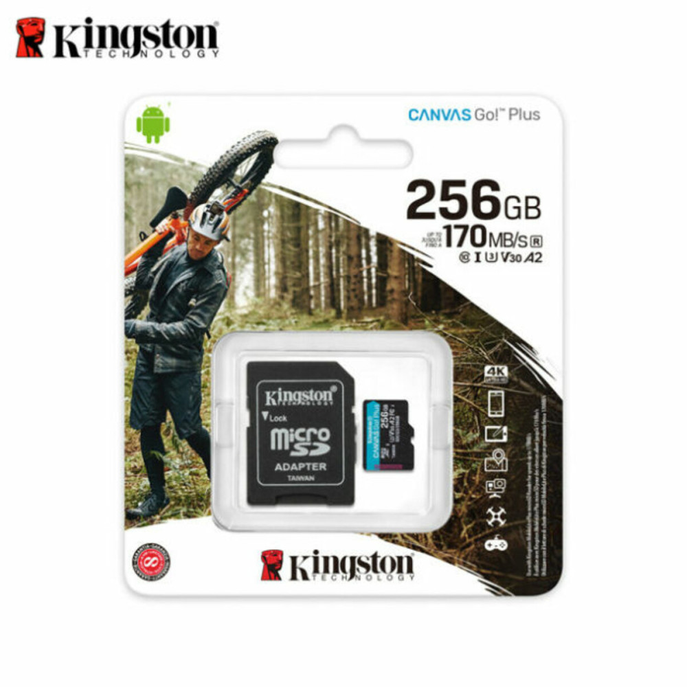 microSDXC (UHS-1 U3) Kingston Canvas Go Plus 256Gb класс 10 A2 V30 (R170MB/s, W90MB/s) (SDCG3/256GBSP)