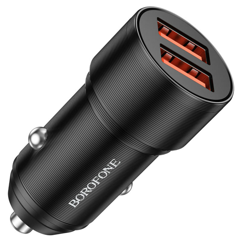 Автомобильное зарядное устройство BOROFONE BZ19 Wisdom dual port car charger set(Micro) Black (BZ19MB)