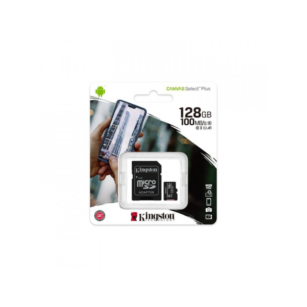 microSDXC (UHS-1) Kingston Canvas Select Plus 128Гб класс 10 А1 (R-100МБ/с) (переходник SD) (SDCS2/128GB)