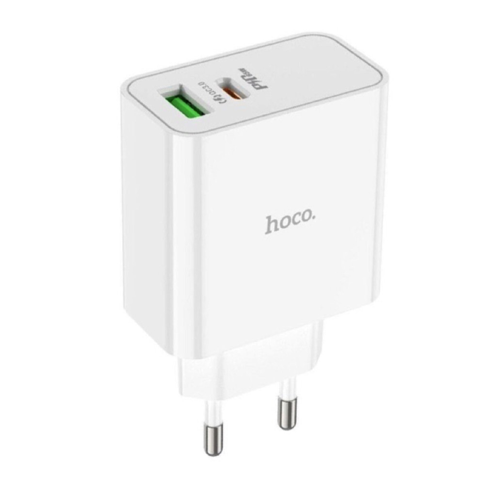 Сетевое зарядное устройство HOCO C113A Awesome PD65W dual port(1A1C) charger White (6931474790910)