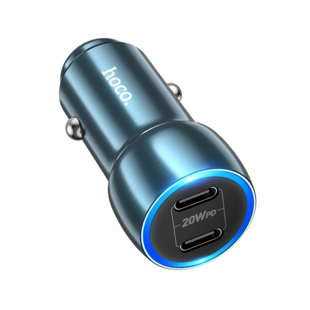 Автомобильное зарядное устройство HOCO Z48 Tough 40W dual port(2C) car charger Sapphire Blue (6931474795007)