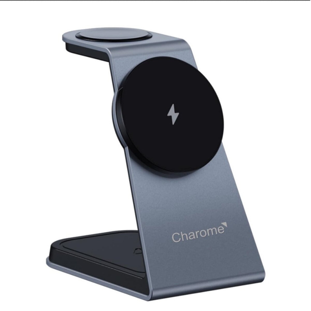 Беспроводное зарядное устройство CHAROME H14 3 в 1 Wireless Charging Stand Silver (6974324910854)