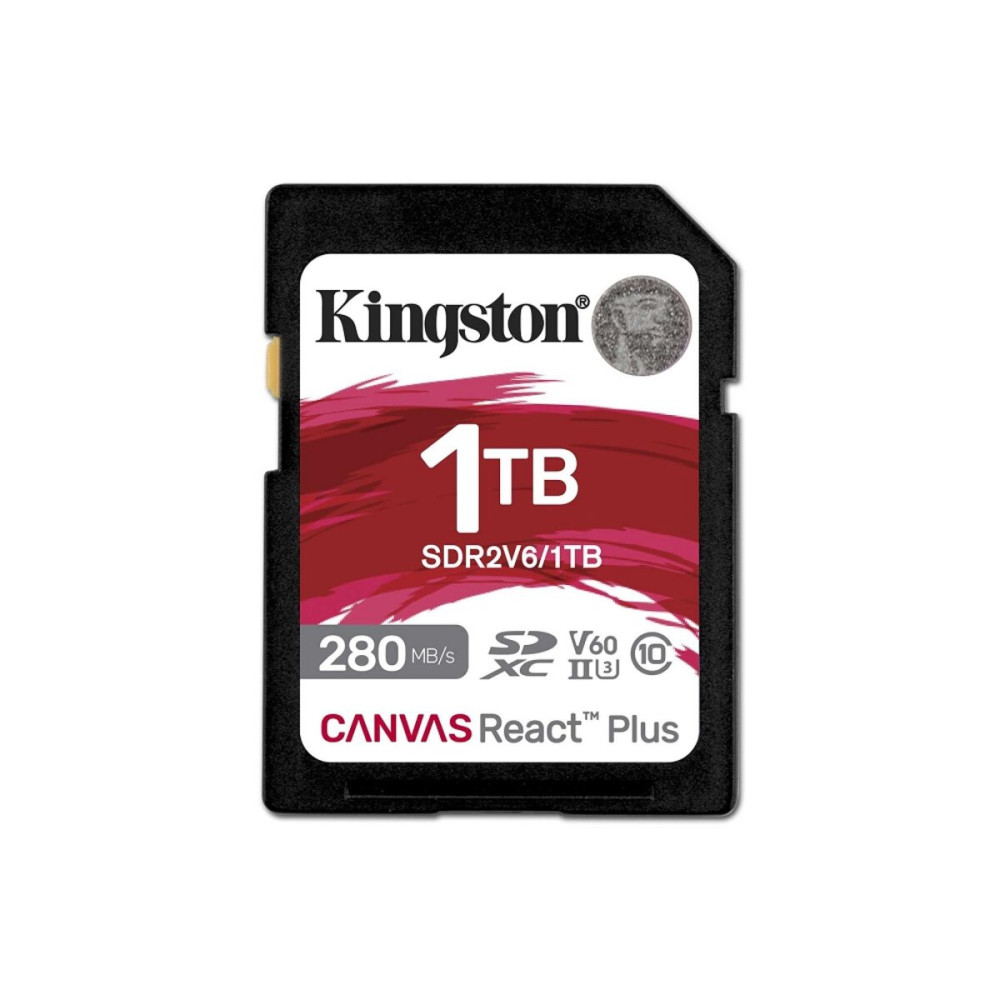 SDXC (UHS-II U3) Kingston Canvas React Plus 1Tb класс 10 V60 (R280MB/s, W150MB/s) (SDR2V6/1TB)