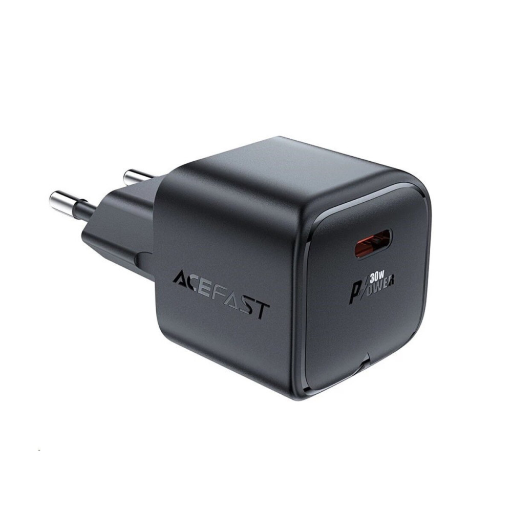 Сетевое зарядное устройство ACEFAST A77 mini PD30W GaN USB-C зарядник черный (6974316282662)