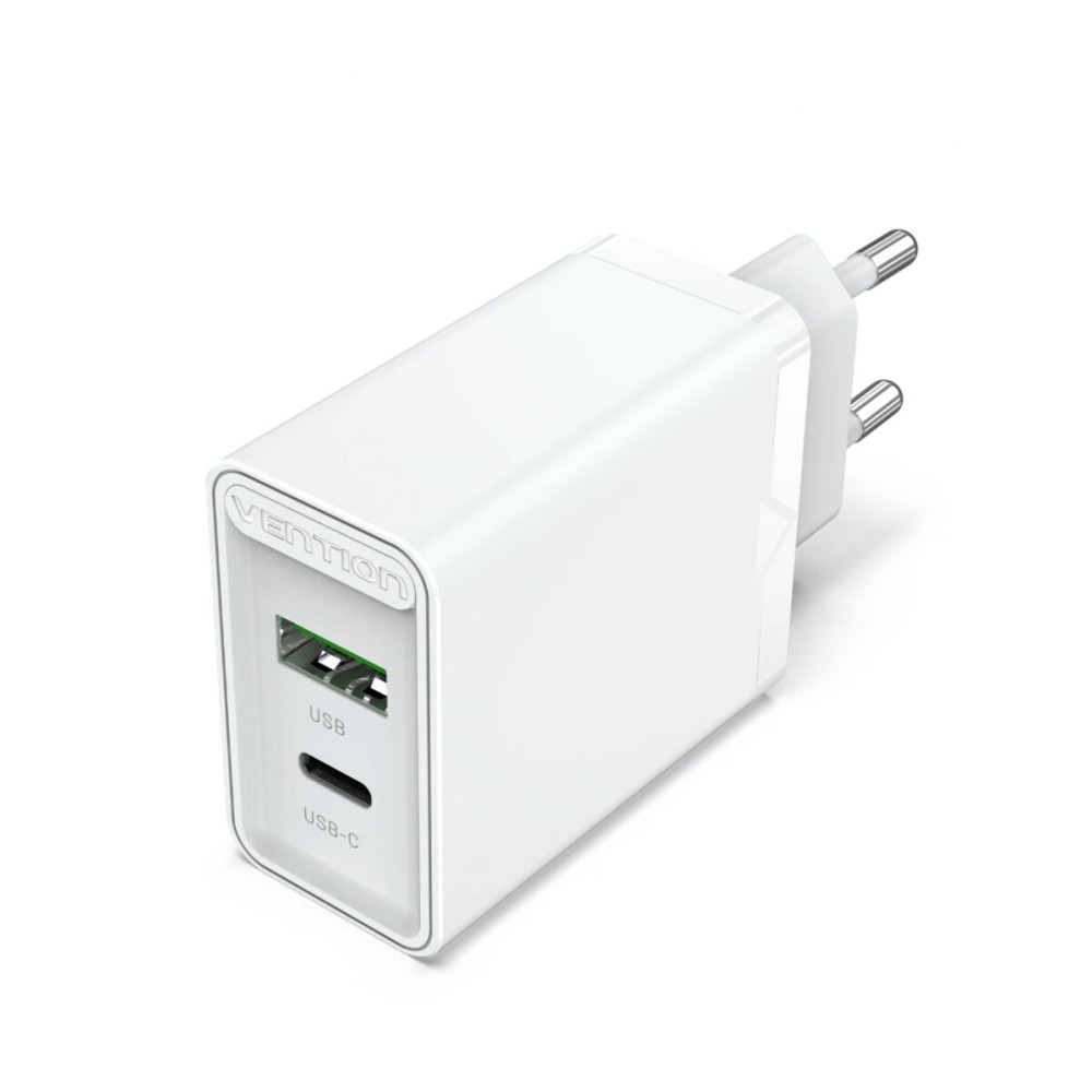 Зарядное устройство Vention Двухпортовое USB(A+C) Сетевое зарядное устройство (18W/20W) EU-Вилка Белое (FBBW0-EU) (FBBW0-EU)