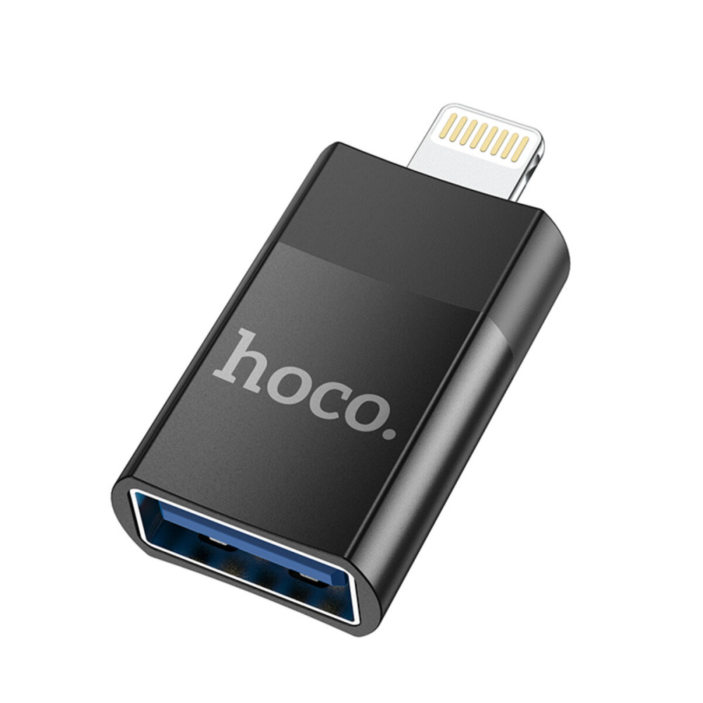 Кабель-переходник HOCO UA17 iP Male to USB female USB2.0 adapter Black (6931474761989)