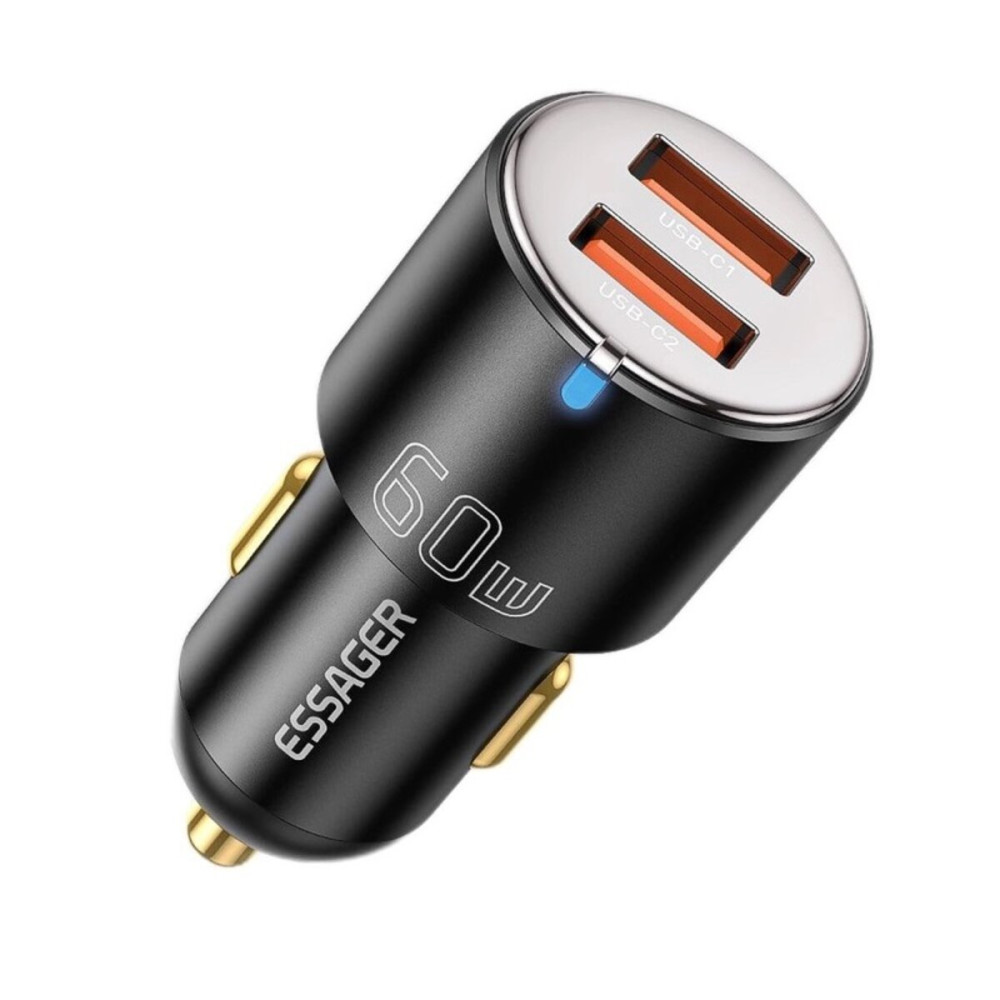 Автомобильное зарядное устройство Essager City Dual Type-C + USB-A Car Charger 66W черное (ECC2C1A-FF01) (ECC2C1A-FF01)