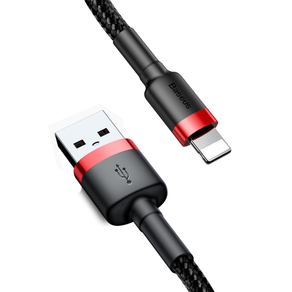 Кабель Baseus Cafule Cable USB для Lightning 2.4A 0.5m Красный+Чёрный (CALKLF-A19)