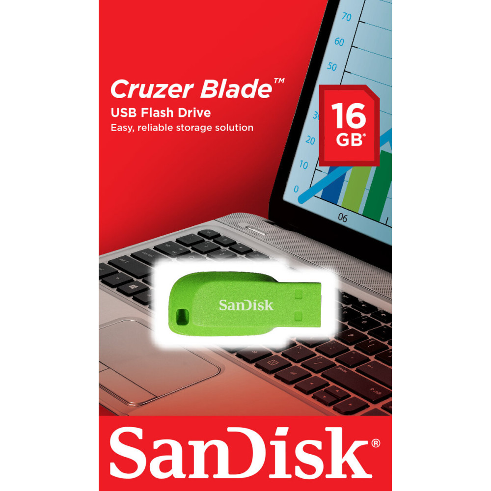 Flash SanDisk USB 2.0 Cruzer Blade 16Gb Green Electric (SDCZ50C-016G-B35GE)