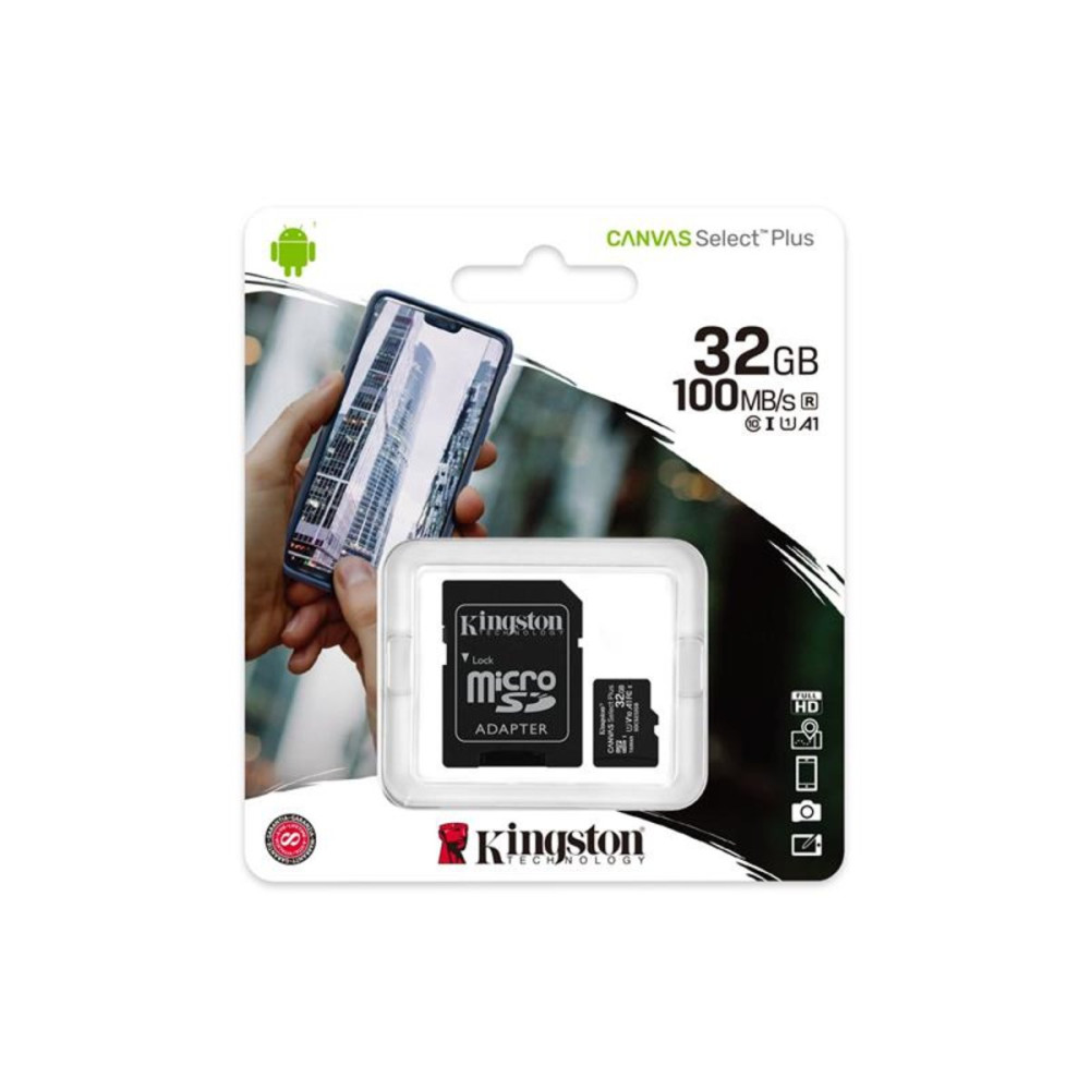 microSDHC (UHS-1) Kingston Canvas Select Plus 32Gb класс 10 А1 (R-100MB/s) (адаптер SD) (SDCS2/32GB)