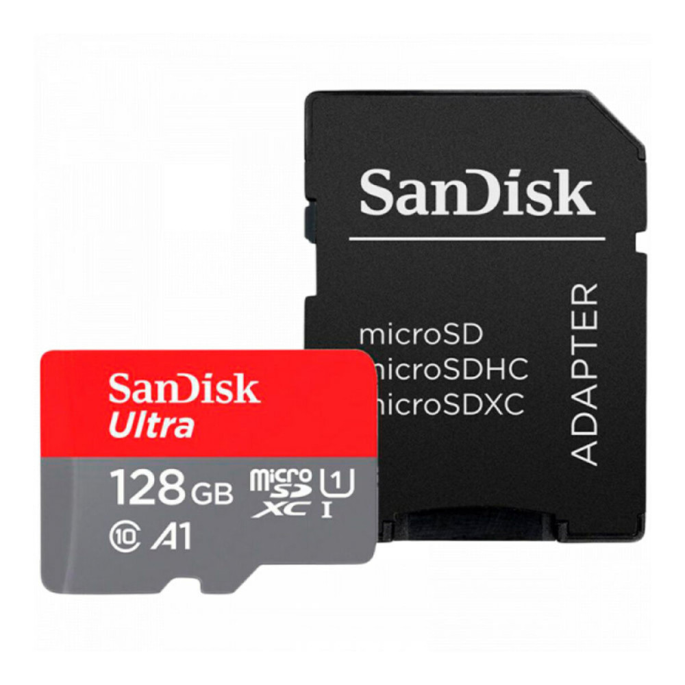 microSDXC (UHS-1) SanDisk Ultra 128ГБ класс 10 A1 (140Мб/с) (адаптер SD) (SDSQUAB-128G-GN6MA)