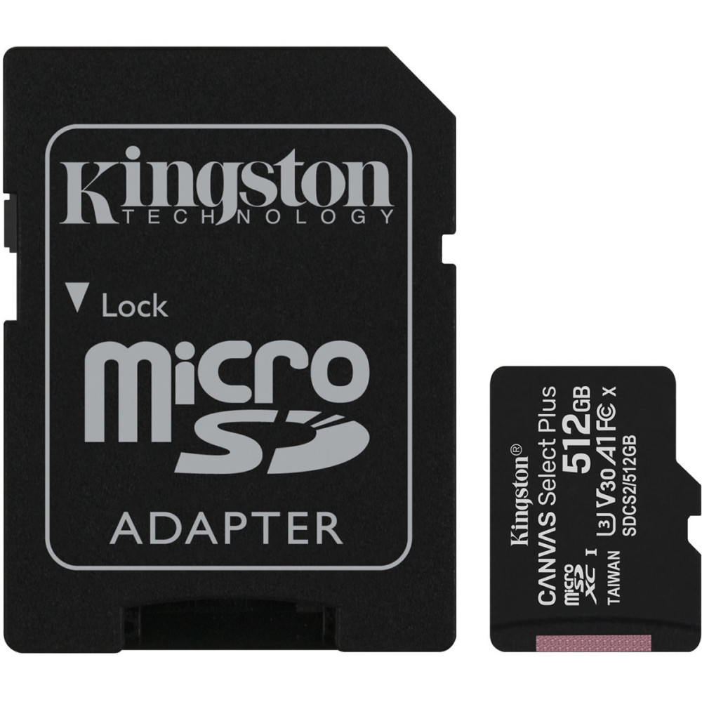 microSDXC (UHS-1) Kingston Canvas Select Plus 512Gb класс 10 А1 (R-100MB/s) (адаптер SD) (SDCS2/512GB)