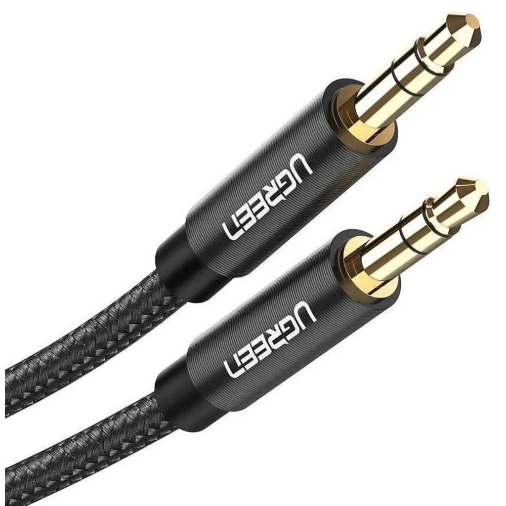 Аудио кабель UGREEN AV112 3.5mm Male to 3.5mm Male Cable Gold Plated Metal Case with Braid 1m (Black)(UGR-50361) (UGR-50361)