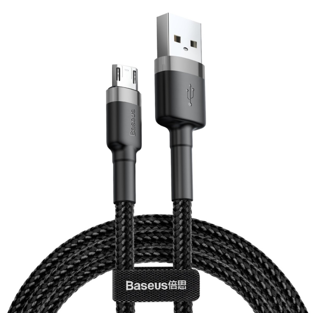 Кабель Baseus cafule Cable USB для Micro 2.4A 0.5M Серый+Чёрный (CAMKLF-AG1)