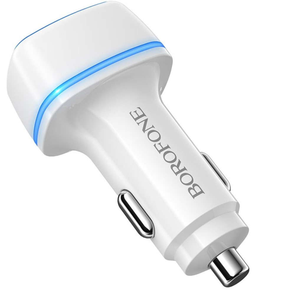 Автомобильное зарядное устройство BOROFONE BZ14 Max dual port ambient light car charger White (BZ14W)