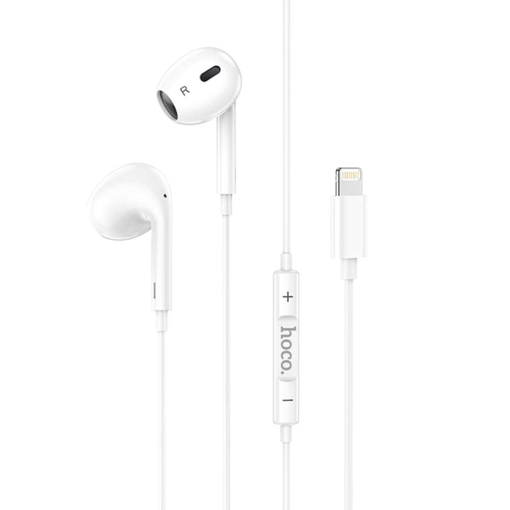 Наушники HOCO M1 Max crystal earphones для iP с микрофоном белые (6931474754684)