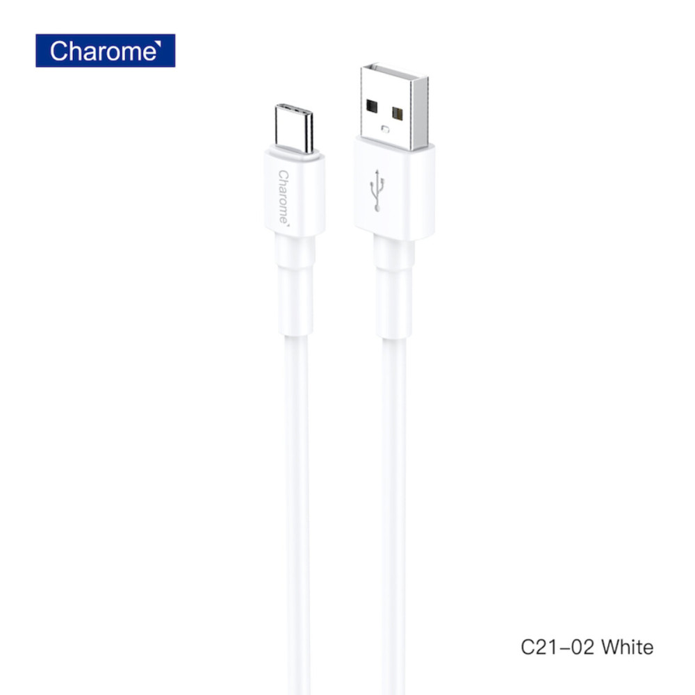 Кабель CHAROME C21-02 USB-A to USB-C зарядный и дата-кабель Белый (6974324910519)