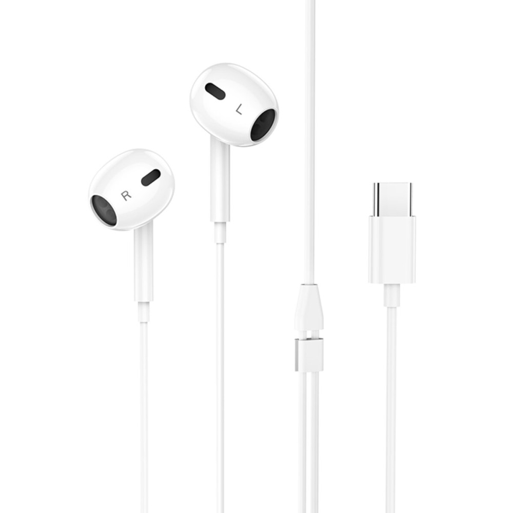 Наушники HOCO M1 Max crystal earphones для Type-C с микрофоном белые (6931474754707)