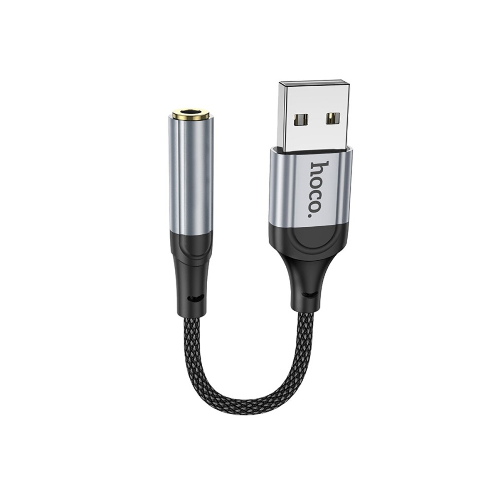 Аудиокабель HOCO LS36 Fresh внешняя звуковая карта USB на 3.5 Черный (6942007608879)