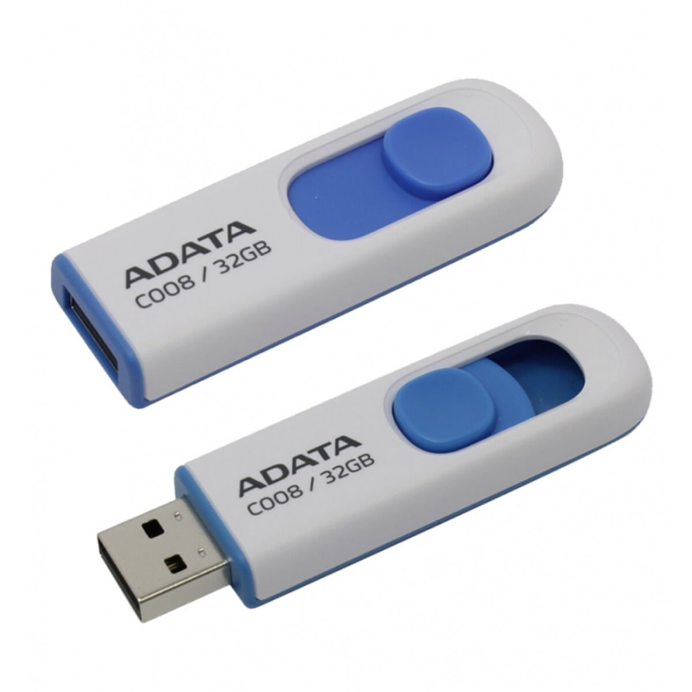 Flash A-DATA USB 2.0 C008 32Gb Белый/Синий (AC008-32G-RWE)