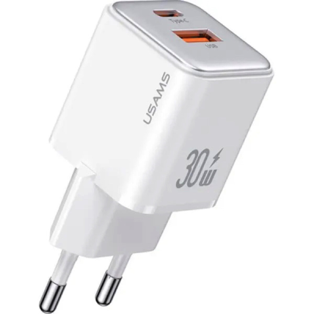 Сетевое зарядное устройство Usams US-CC189 PD30W+QC3.0 A+C Dual-port Fast Charger (EU)--X-ron Series White (CC189TC02)