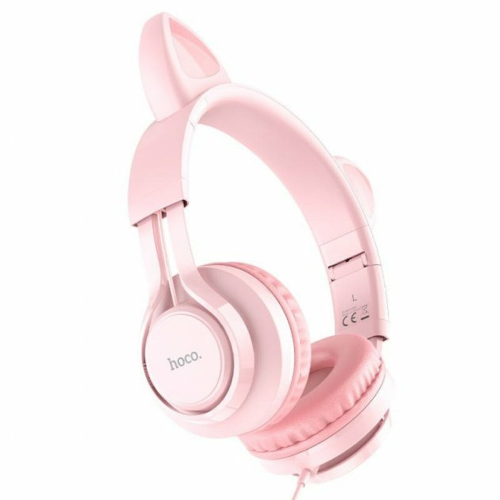 Наушники HOCO W36 Cat ear headphones with mic Pink (6931474770394)