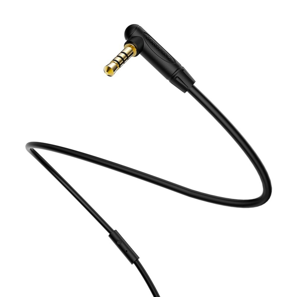 Аудио-кабель BOROFONE BL5 audio AUX cable 1m, с микрофоном Черный (BL5B)