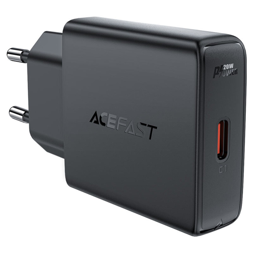 Сетевое зарядное устройство ACEFAST A65 PD20W GaN однопортовое USB-C ультратонкое черное (6974316282686)